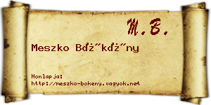 Meszko Bökény névjegykártya